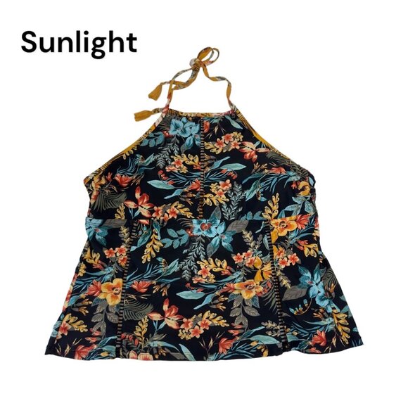 TIME AND TRU Women SZ XL Floral Colorful Halter Strap Swim Tankini Top Summer - Picture 1 of 9